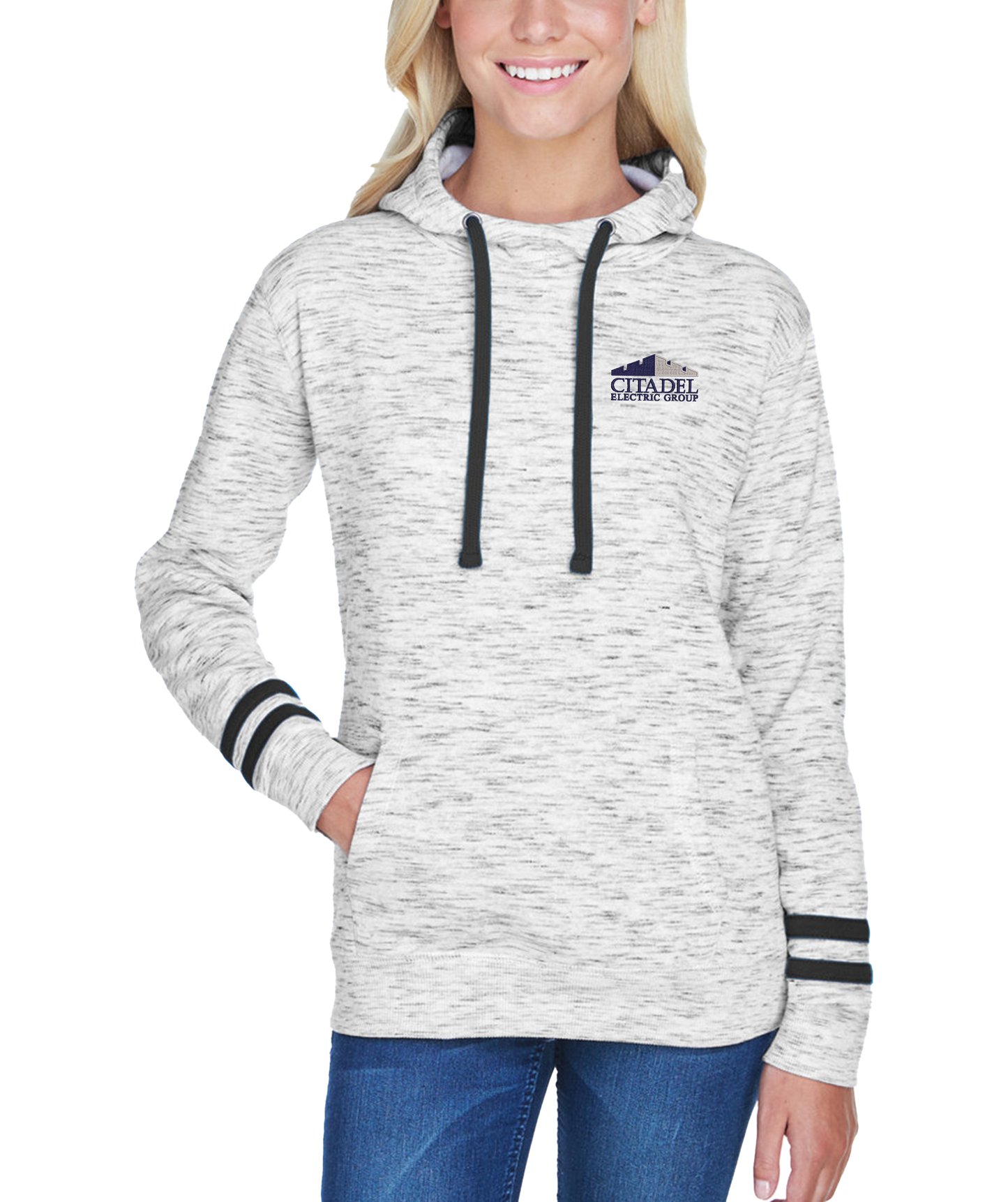 J America Ladies' Melange Scuba Neck Sweatshirt