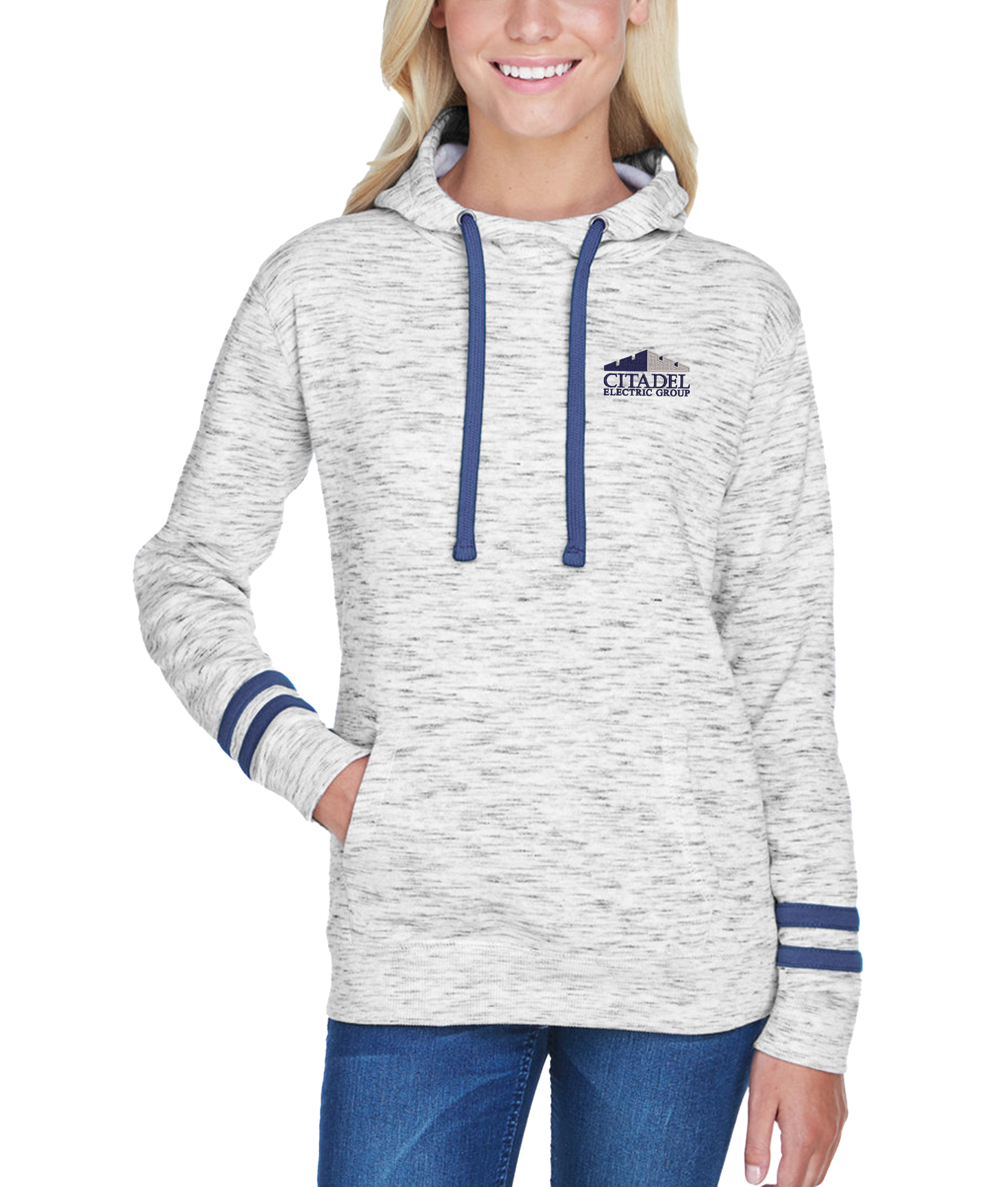 J America Ladies' Melange Scuba Neck Sweatshirt