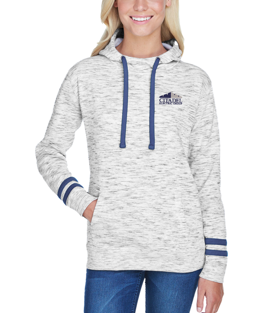 J America Ladies' Melange Scuba Neck Sweatshirt