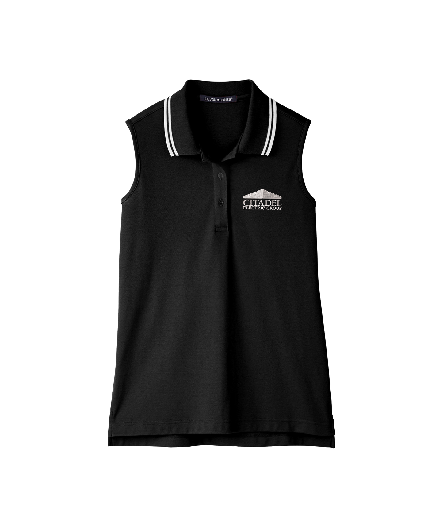 Devon & Jones Ladies' CrownLux Performance™ Plaited Tipped Sleeveless Polo