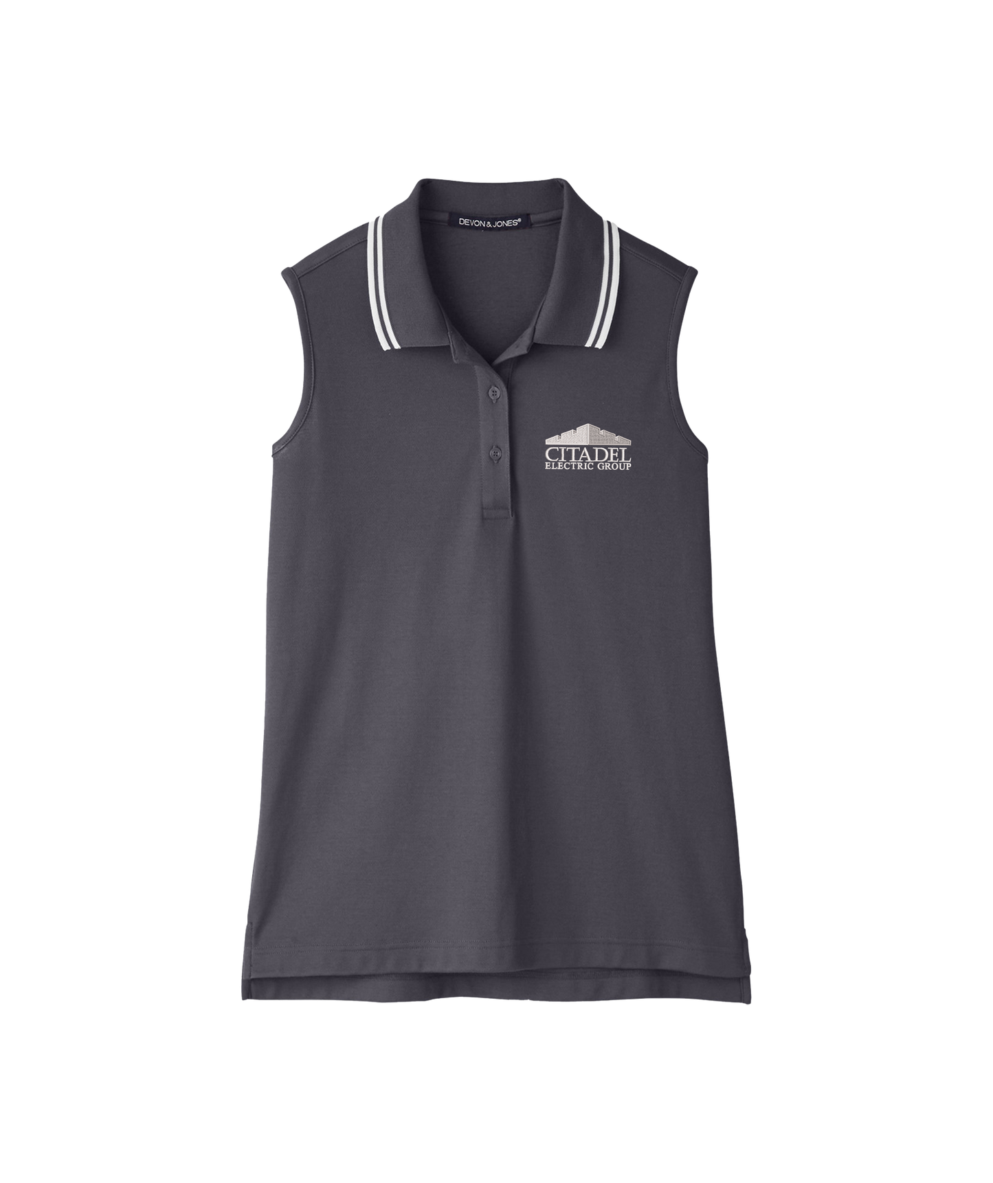 Devon & Jones Ladies' CrownLux Performance™ Plaited Tipped Sleeveless Polo